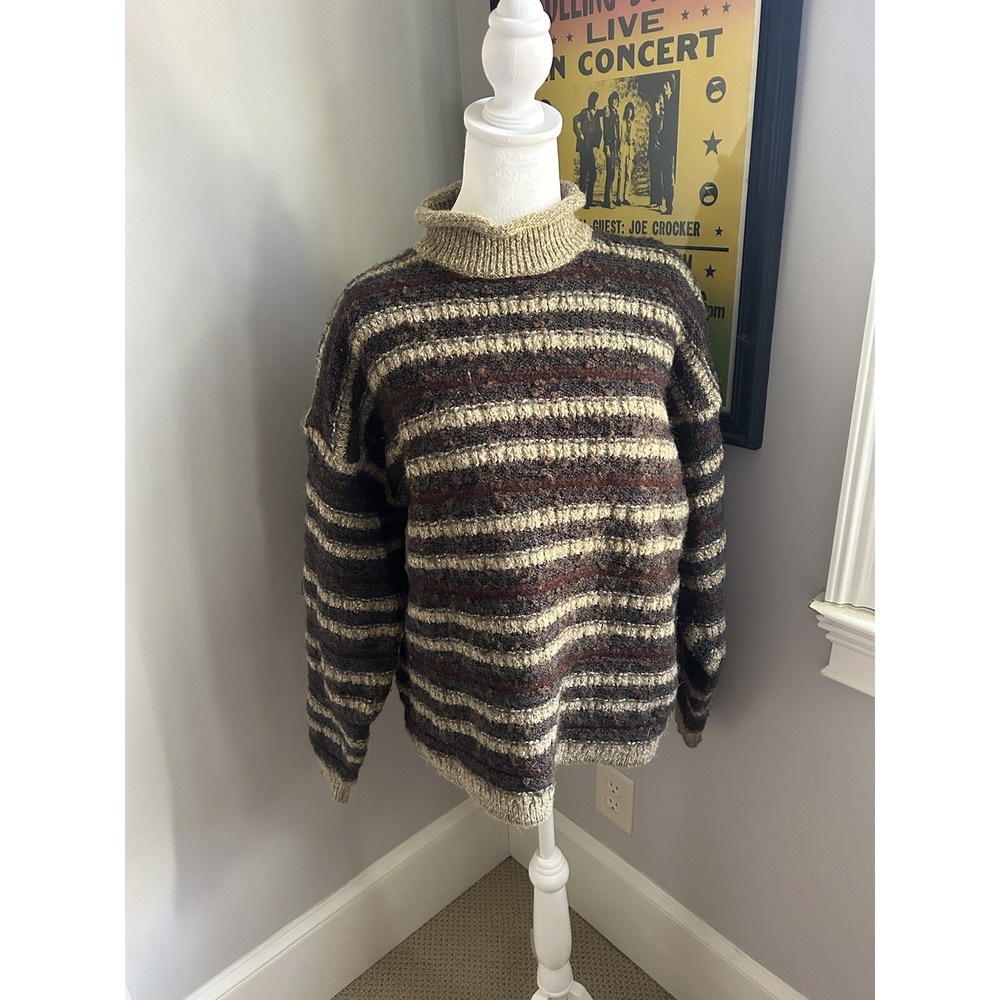 Zeidler & Zeidler Men's‎ Large Wool Striped Sweater Pullover High Neck